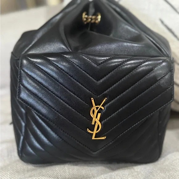 Saint Laurent Joe Drawstring Quilted Backpack – Black (Nero) Yves Saint Laurent Black Lambskin Matelasse Monogram Joe  main image 4
